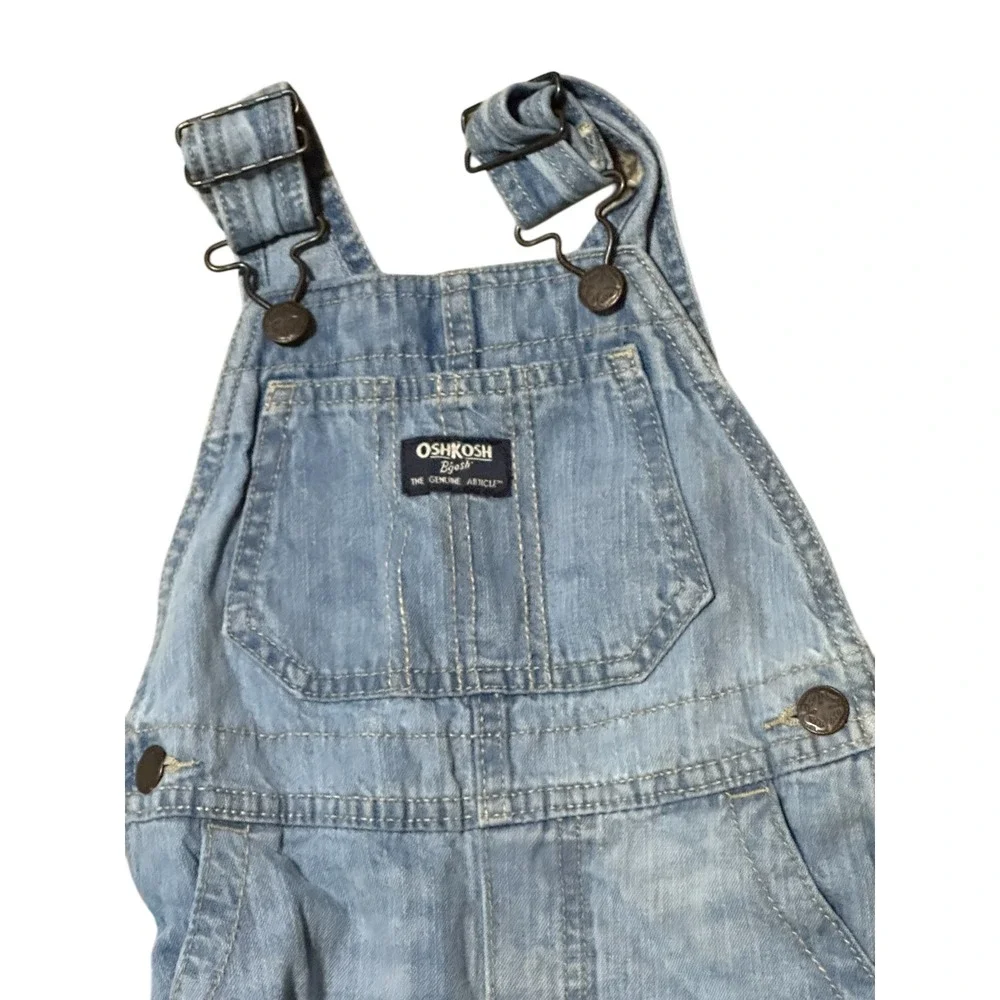 OshKosh B'gosh Kids Blue Denim Bib Overalls Light Wash Cotton 3T